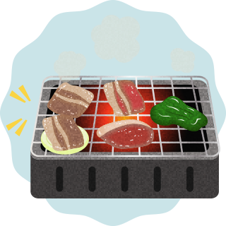 焼けたお肉を一旦端っこや野菜の上に避難させる